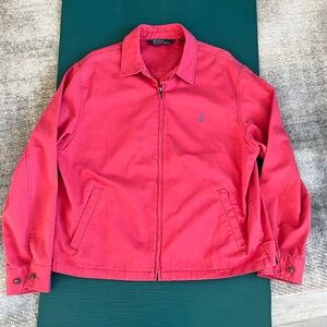 Vintage Polo Ralph Lauren Faded Red Bomber Zip Jacket Cotton Mens XL Cotton
